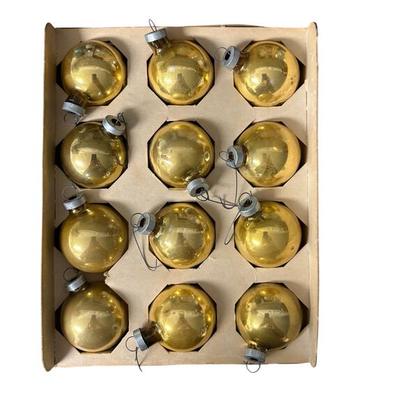 Vintage ESSEX FRANKE Glass Gold Ornaments | Set of 12 - Picture 5 of 6